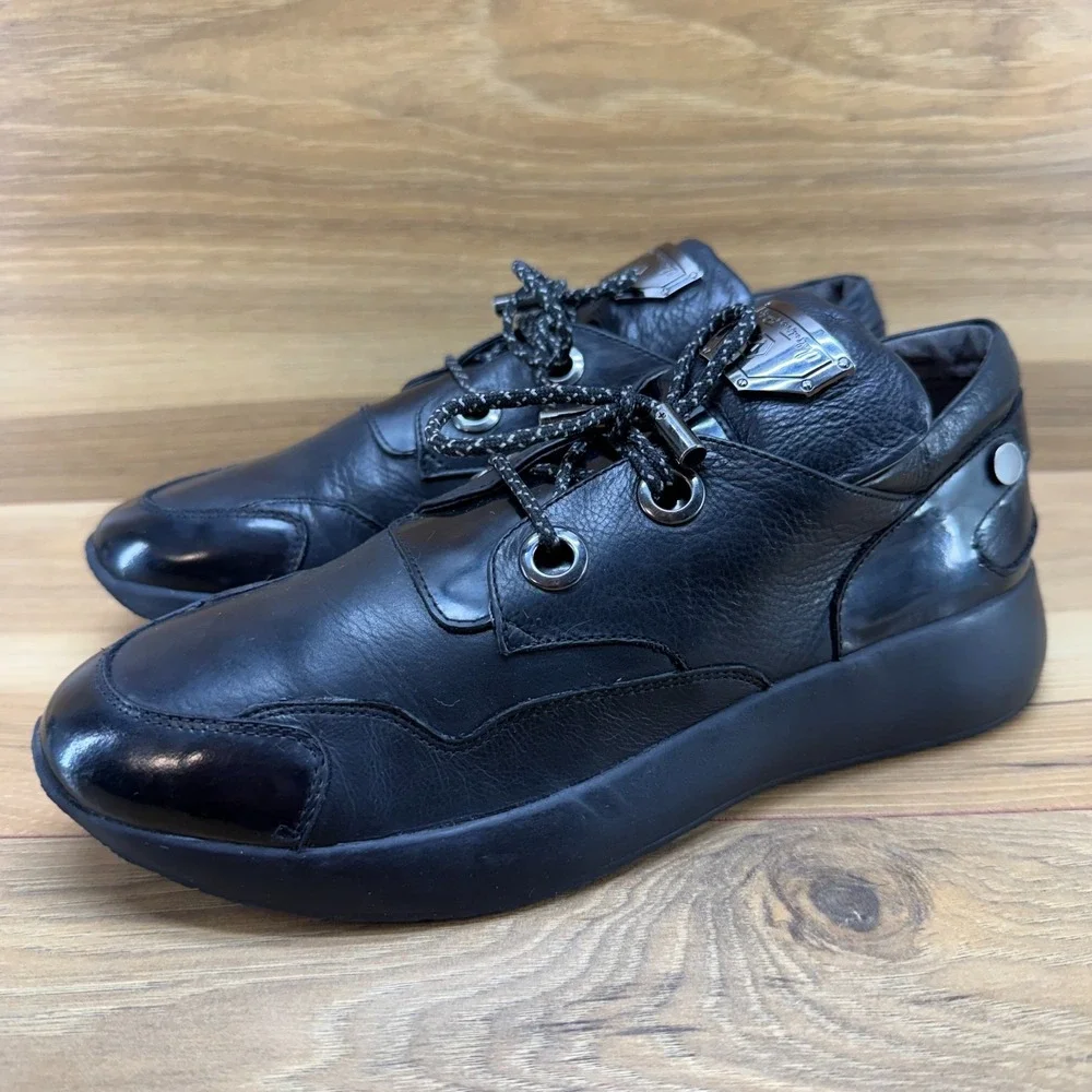 Djovannia Womens 6.5 EU 37 Black Leather‎ Sneaker Shoes Flats
